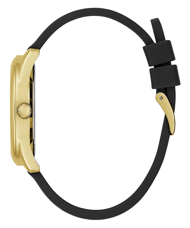 Detailed side view of the gold crown on the Guess GW0665L1