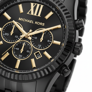 Michael Kors MK8603 Men’s Black Dial Black Stainless Steel Lexington Chronograph Watch - Luxury Hub Store