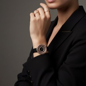 Emporio Armani AR11493 Women’s Black Dial Rose Gold Leather Rosa Watch - Luxury Hub Store