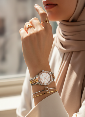Michael Kors MK4846 Harlowe Women’s Two-Tone Crystal Dial Watch - Luxury Hub Store