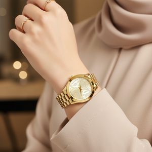 Michael Kors MK3590 Runway Slim Women’s Gold Crystal Dial Stainless Steel Watch - Luxury Hub Store