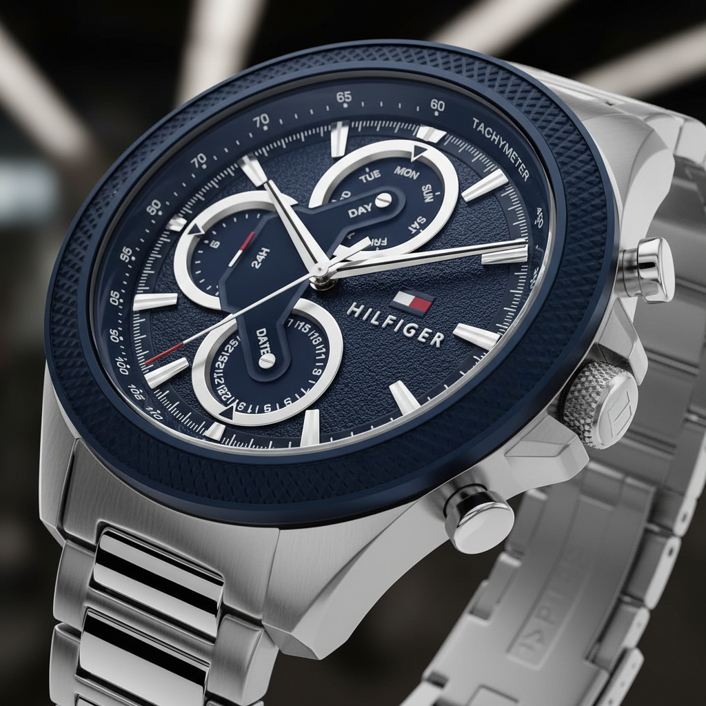 Tommy Hilfiger Men's Multi-Function Watch – Model 1792080 – Blue Stainless Steel Strap - Luxury Hub Store