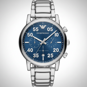 Emporio Armani AR11132 Men’s Blue Dial Stainless Steel Luigi Chronograph Watch - Luxury Hub Store