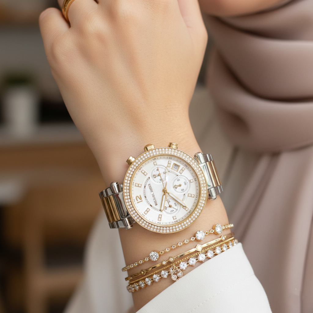 Michael Kors MK5626 Parker Women’s White Dial Two-Tone Chronograph Watch - Luxury Hub Store