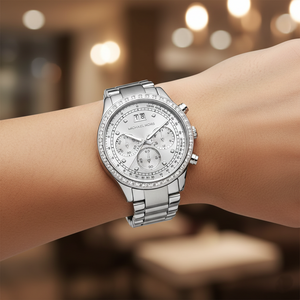 Michael Kors Brinkley MK6265 Women’s Silver Dial Stainless Steel Chronograph Watch - Luxury Hub Store