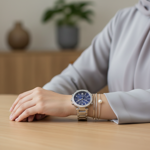 Michael Kors MK6117 Parker Women’s Blue Dial Silver Stainless Steel Chronograph Watch - Luxury Hub Store