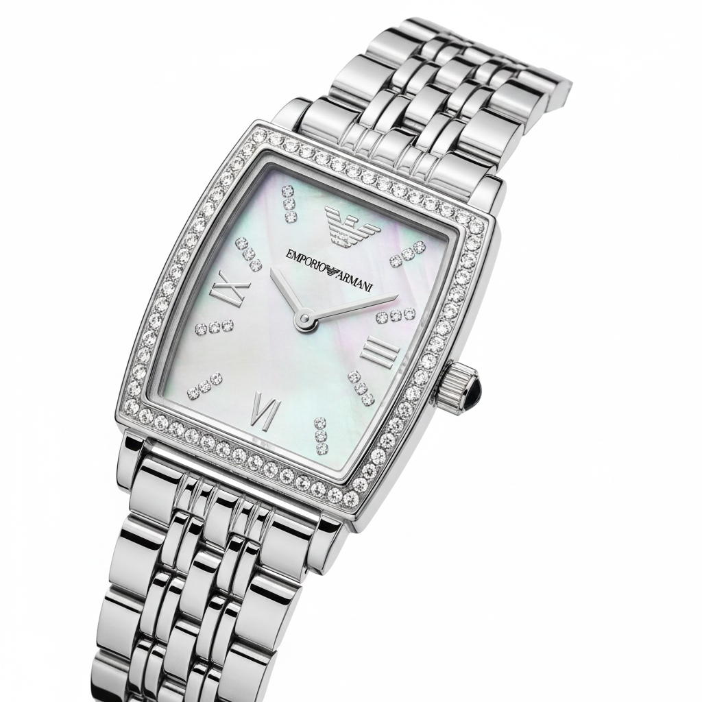 Emporio Armani AR11405 Women’s Mother of Pearl Dial Silver Stainless Steel Gianni T-Bar Watch - Luxury Hub Store