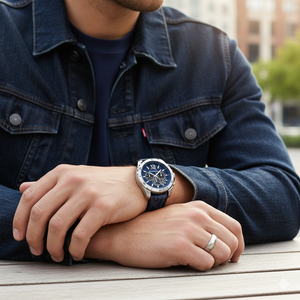 Michael Kors MK8923 Men’s Navy Blue Dial Blue Fabric Strap Chronograph Watch - Luxury Hub Store