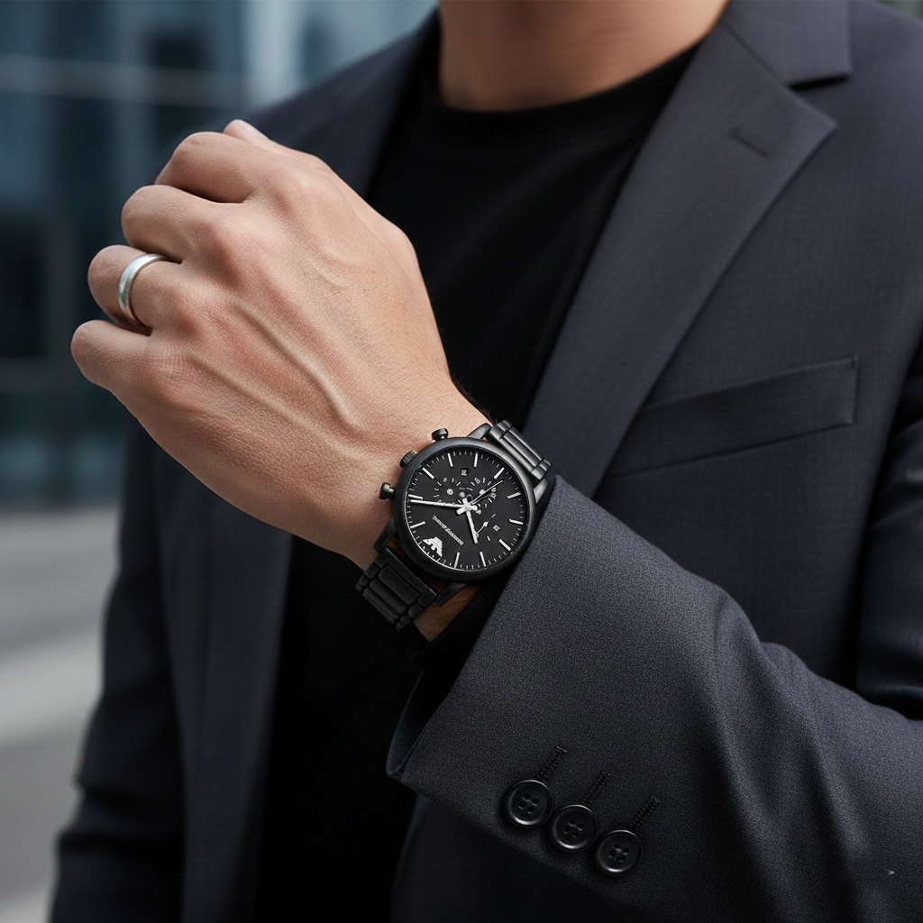 Emporio Armani AR1895 Men’s Black Dial Stainless Steel Luigi Chronograph Watch - Luxury Hub Store