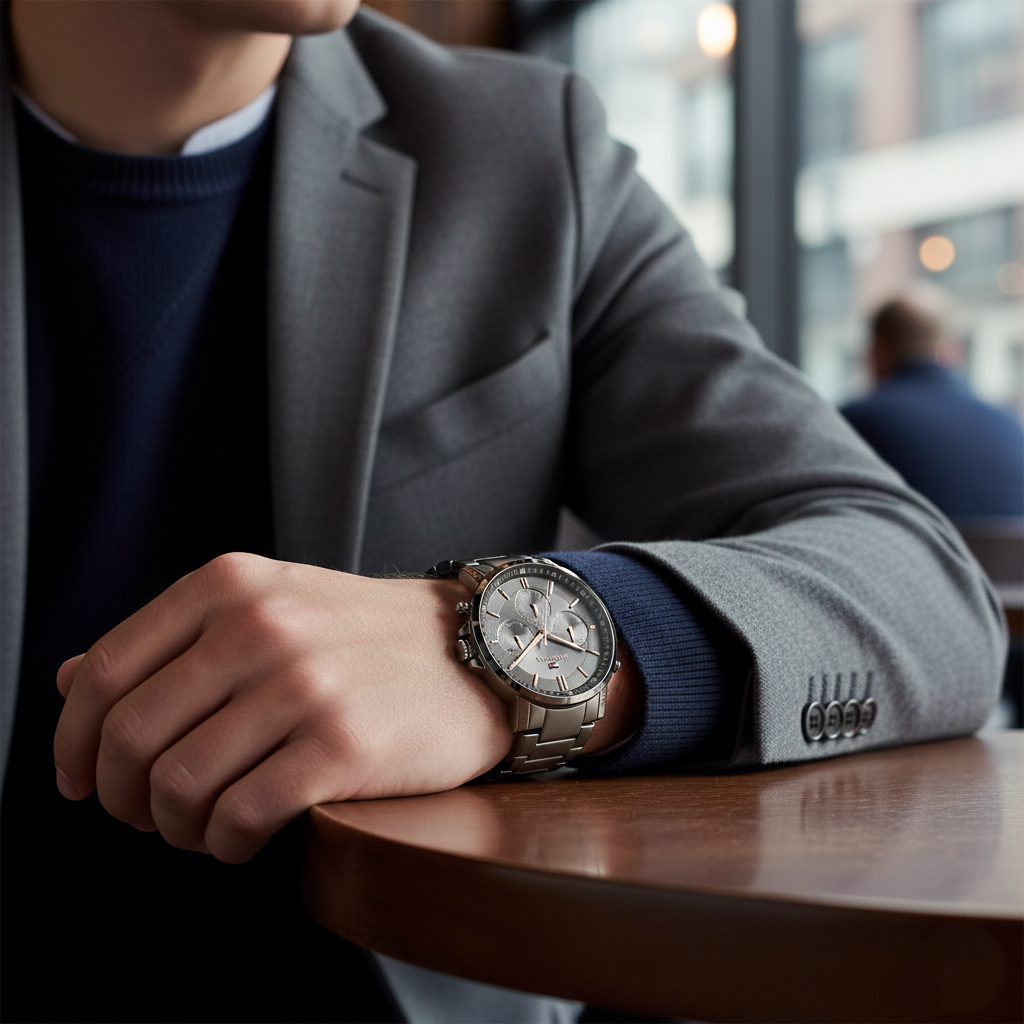 Tommy Hilfiger  1710711 Men’s Multi-Function Watch – Gunmetal Dial & Gunmetal Stainless-Steel Bracelet with Rose-Gold Accents