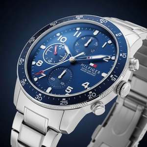 Tommy Hilfiger Jimmy 1791949 Men’s Blue Dial Silver Stainless Steel Multi-Function Watch - Luxury Hub Store