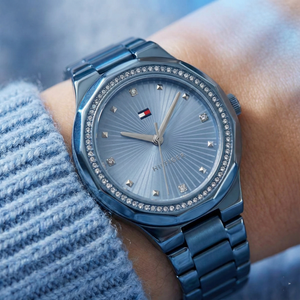 Tommy Hilfiger Ladies Watch – Model 1782724 – Blue Crystal Bezel - Luxury Hub Store