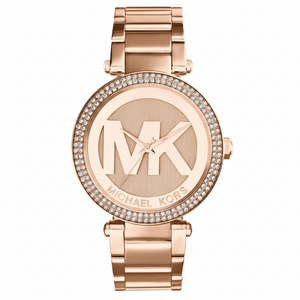 Michael Kors MK5865 Women’s Rose Gold Dial Rose Gold Stainless Steel Crystal MK Logo Watch - Luxury Hub Store