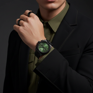 Emporio Armani AR11562 Men’s Green Dial Black Stainless Steel Federico Chronograph Watch - Luxury Hub Store