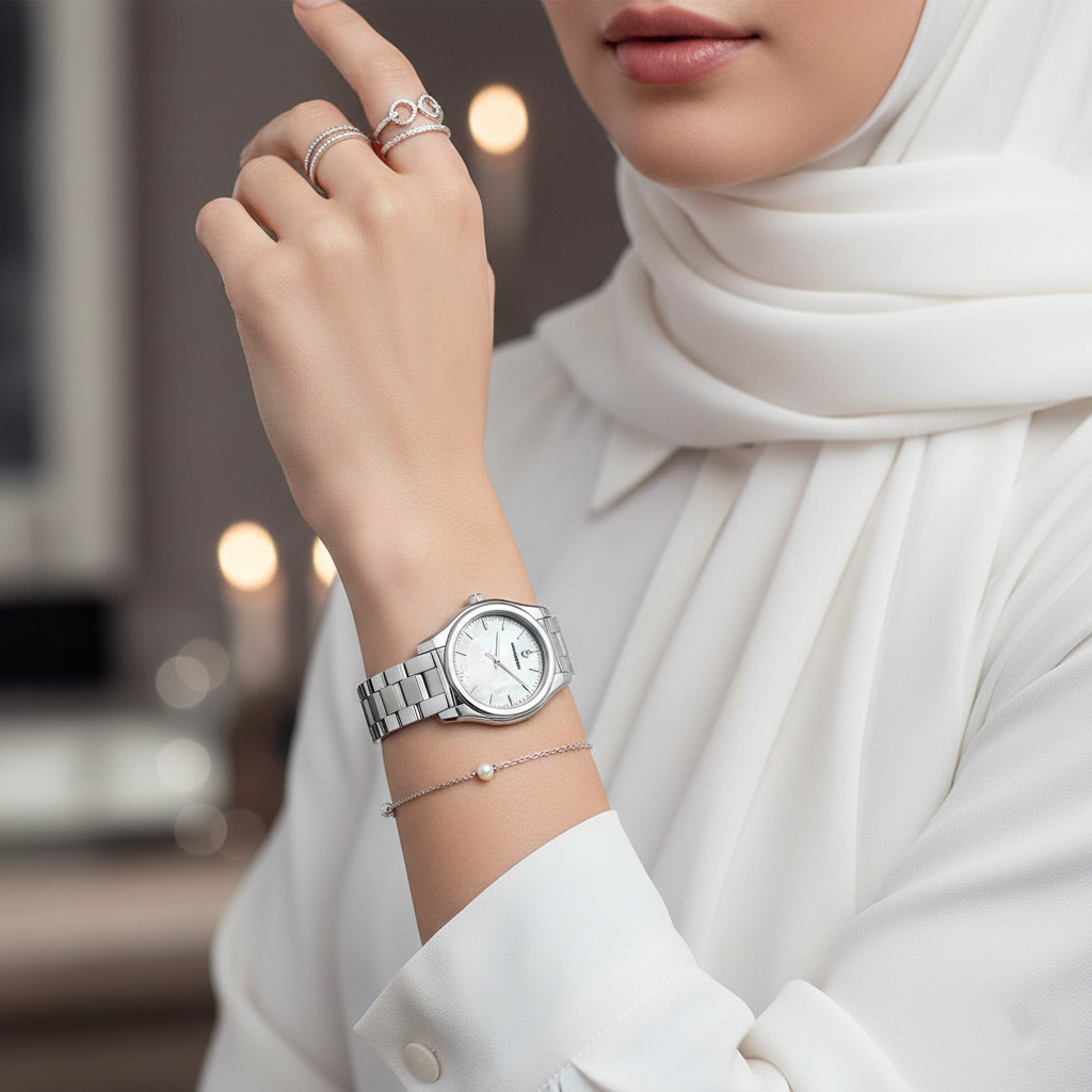 Emporio Armani AR11557 Women’s Mother of Pearl Dial Stainless Steel Federica Watch - Luxury Hub Store