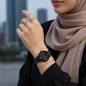 Emporio Armani AR11245 Women’s Black Dial Rose Gold Gianni T-Bar Watch - Luxury Hub Store