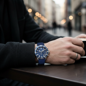Emporio Armani AR11588 Men’s Blue Dial Fabric Strap Diver Chronograph Watch - Luxury Hub Store