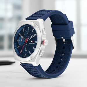 Tommy Hilfiger Connor 1791899 Men’s Blue Dial Blue Silicone Multi-Function Watch - Luxury Hub Store