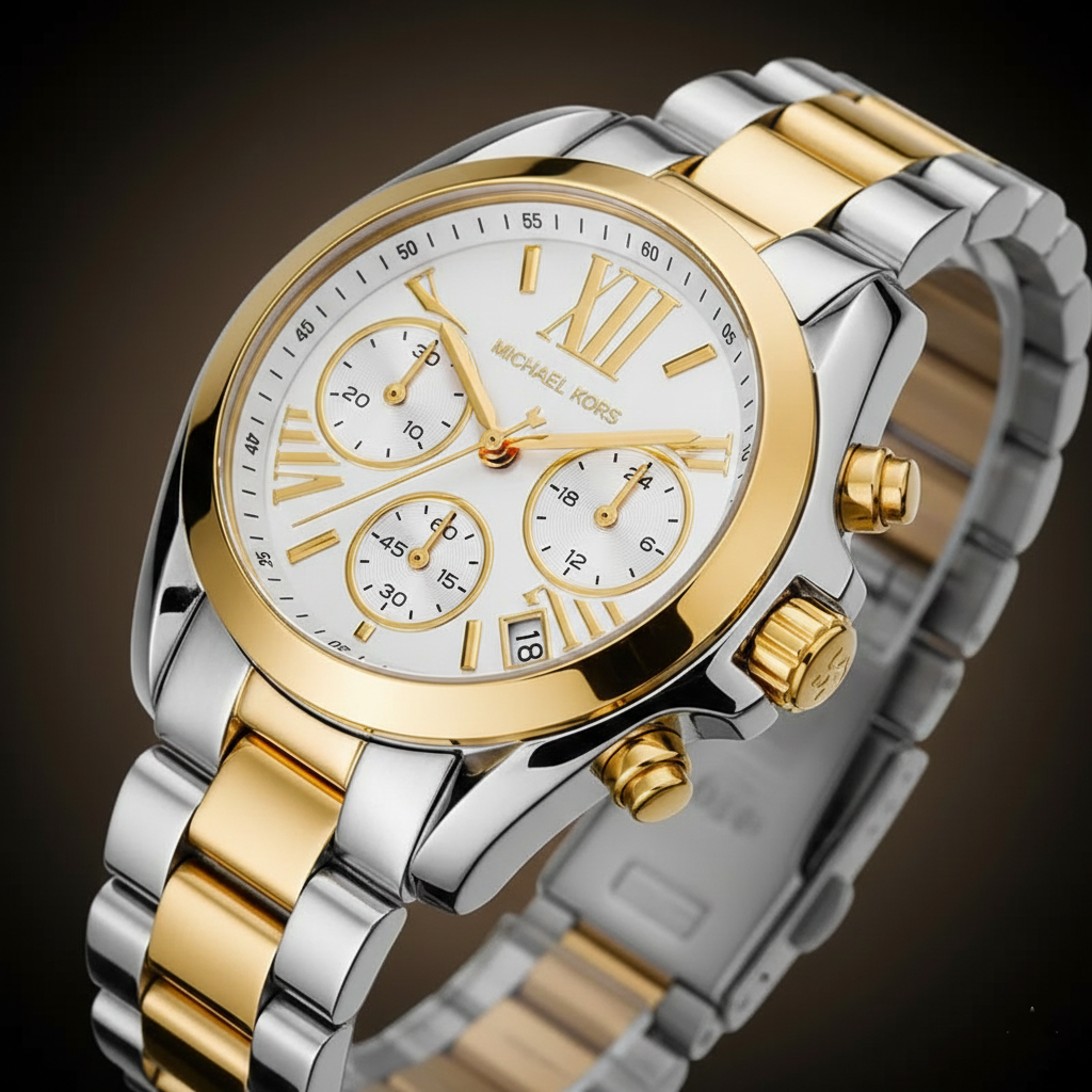 Michael Kors Bradshaw MK5912 Women’s Silver & Gold Stainless Steel Multi-Function Watch - Luxury Hub Store