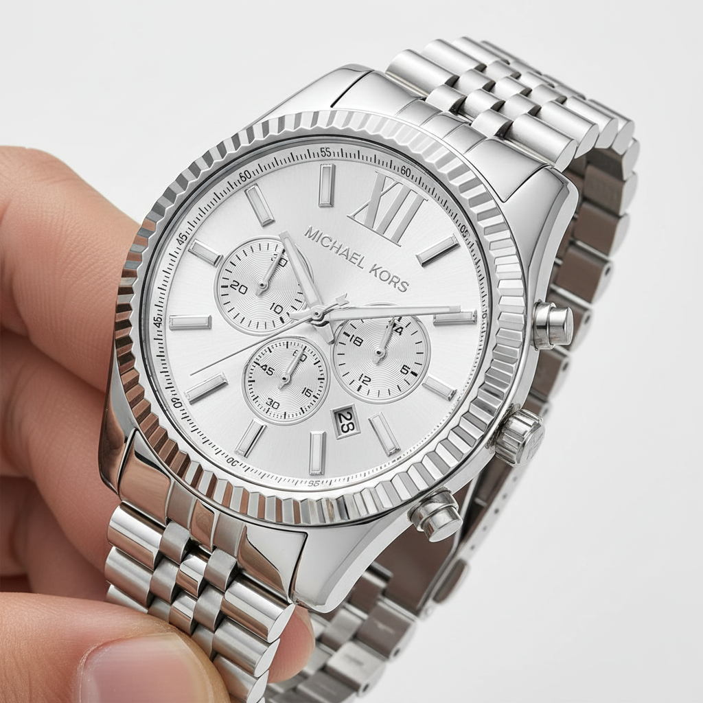 Michael Kors MK8405 Men’s Silver Dial Silver Stainless Steel Chronograph Watch - Luxury Hub Store