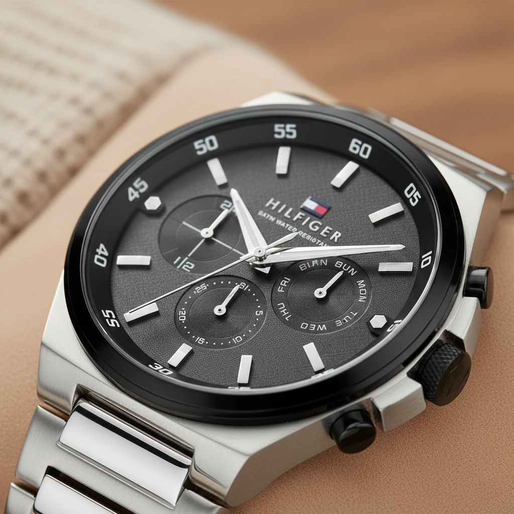 Tommy Hilfiger Men’s Watch – Black Dial – Stainless-Steel Bracelet (1792087) - Luxury Hub Store