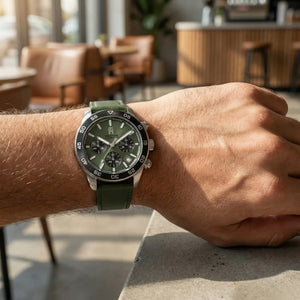 Tommy Hilfiger Chronograph Men's Watch – Model 1792188 – Green Dial & Leather Strap - Luxury Hub Store