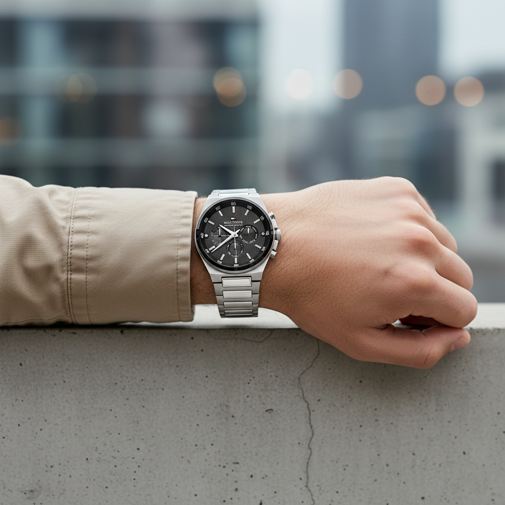 Tommy Hilfiger Men’s Watch – Black Dial – Stainless-Steel Bracelet (1792087)