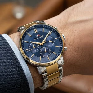 Tommy Hilfiger 1710710 Men’s Multi-Function Watch – Blue Dial & Two-Tone Gold/Silver Stainless-Steel Bracelet - Luxury Hub Store