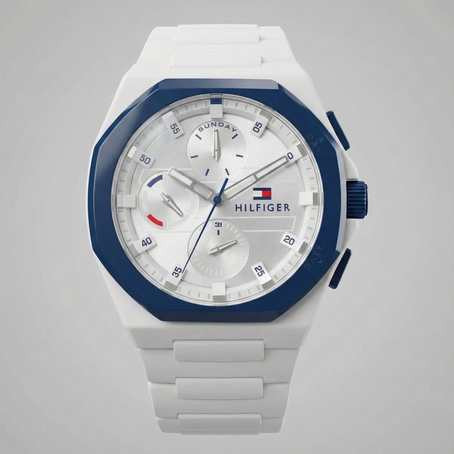Tommy Hilfiger 1792150 Men’s Chronograph Watch – White Dial & White Rubber Strap