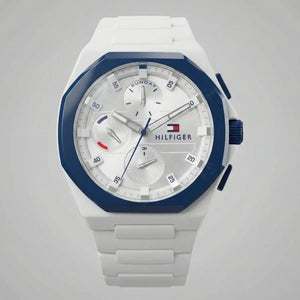 Tommy Hilfiger 1792150 Men’s Chronograph Watch – White Dial & White Rubber Strap - Luxury Hub Store