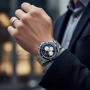 Michael Kors MK8749 Men’s Black Dial Silver Stainless Steel Bayville Chronograph Watch - Luxury Hub Store