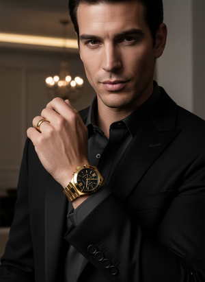 Michael Kors MK9220 Men’s Black Dial Gold Stainless Steel Billie Chronograph Watch - Luxury Hub Store