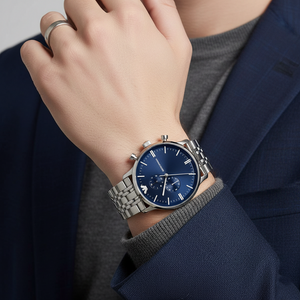 Emporio Armani AR1648 Men’s Blue Dial Stainless Steel Gianni Watch - Luxury Hub Store