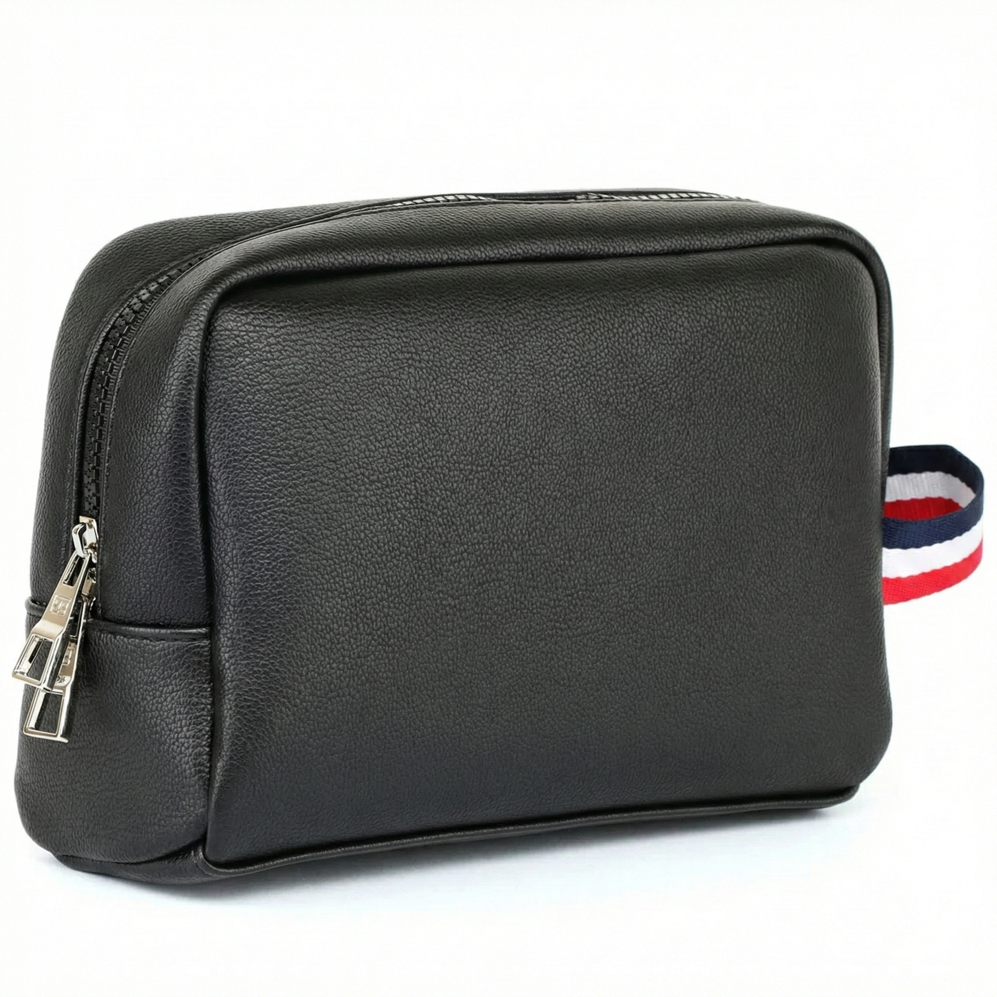 Back view of Tommy Hilfiger Men's Handbag showing premium black pebbled leather texture
