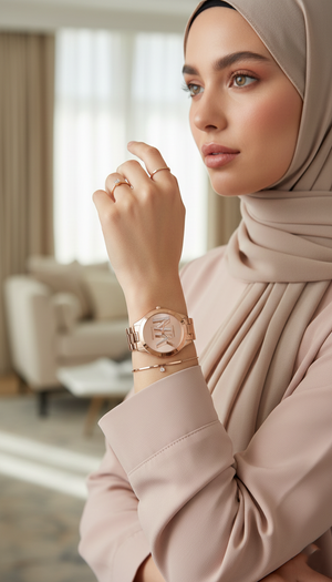 Michael Kors MK4733 Women’s Rose Gold Dial Stainless Steel Crystal Logo Watch - Luxury Hub Store