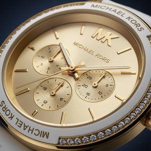 Michael Kors Jessa MK7267 Women’s Gold Dial White Leather Multi-Function Watch - Luxury Hub Store