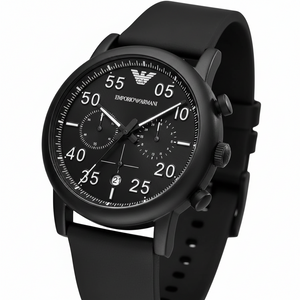 Emporio Armani AR11133 Men’s Black Dial Black Silicone Chronograph Watch - Luxury Hub Store
