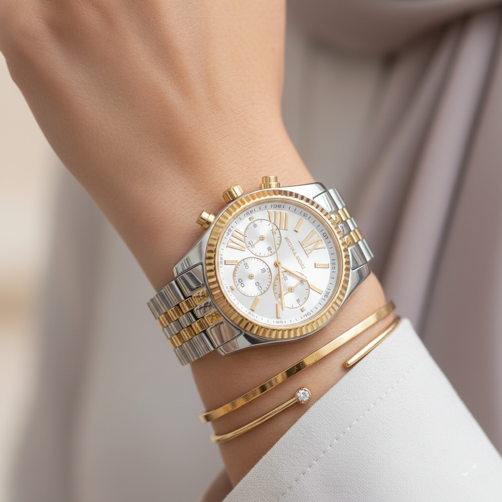 Michael Kors MK5955 Lexington Women’s Two-Tone Chronograph Watch - Luxury Hub Store
