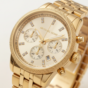 Michael Kors MK5676 Women’s Gold-Tone Crystal Ritz Chronograph Watch - Luxury Hub Store
