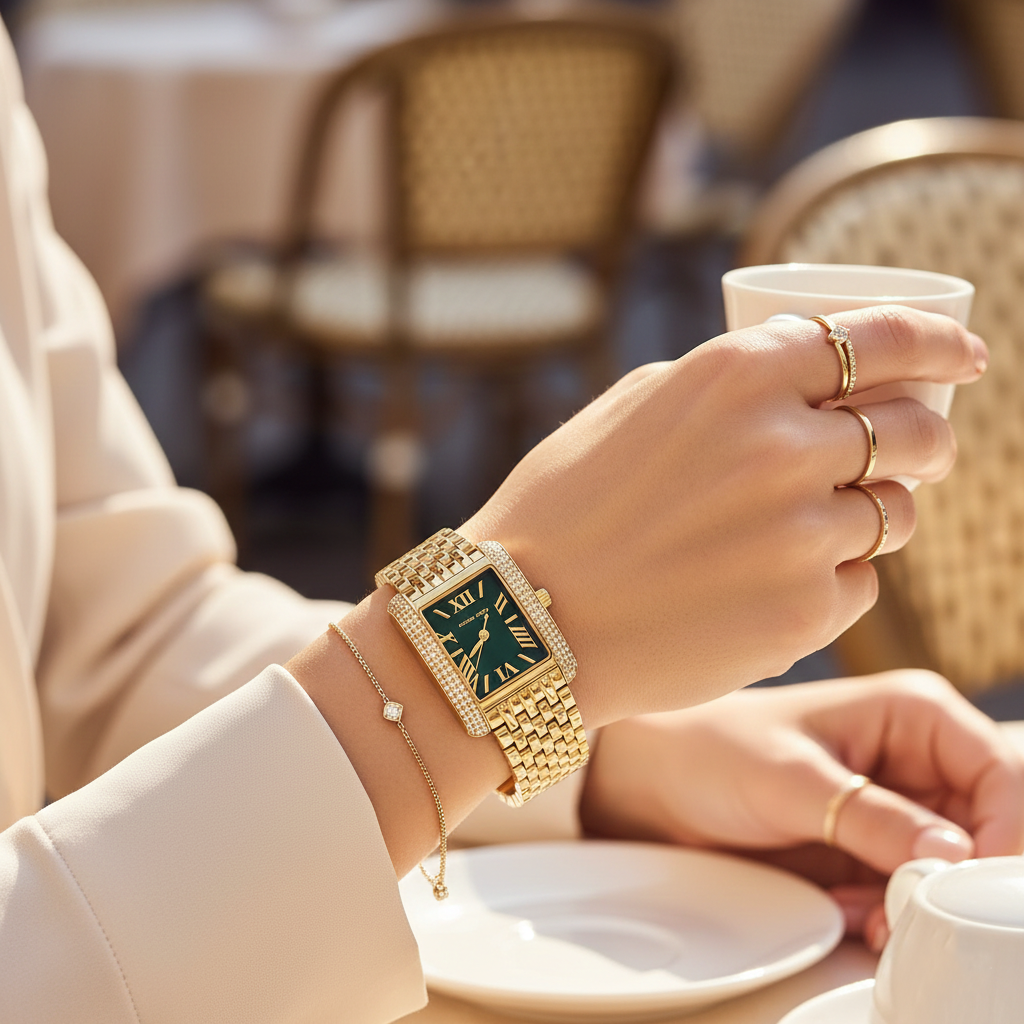 Michael Kors Emery Three MK4742 Women’s Gold Green Dial Stainless Steel Watch - Luxury Hub Store