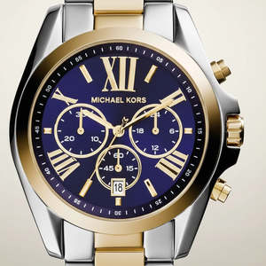Michael Kors MK5976 Bradshaw Women’s Navy Dial Two-Tone Stainless Steel Chronograph Watch - Luxury Hub Store