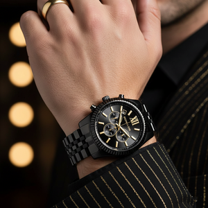 Michael Kors MK8603 Men’s Black Dial Black Stainless Steel Lexington Chronograph Watch - Luxury Hub Store