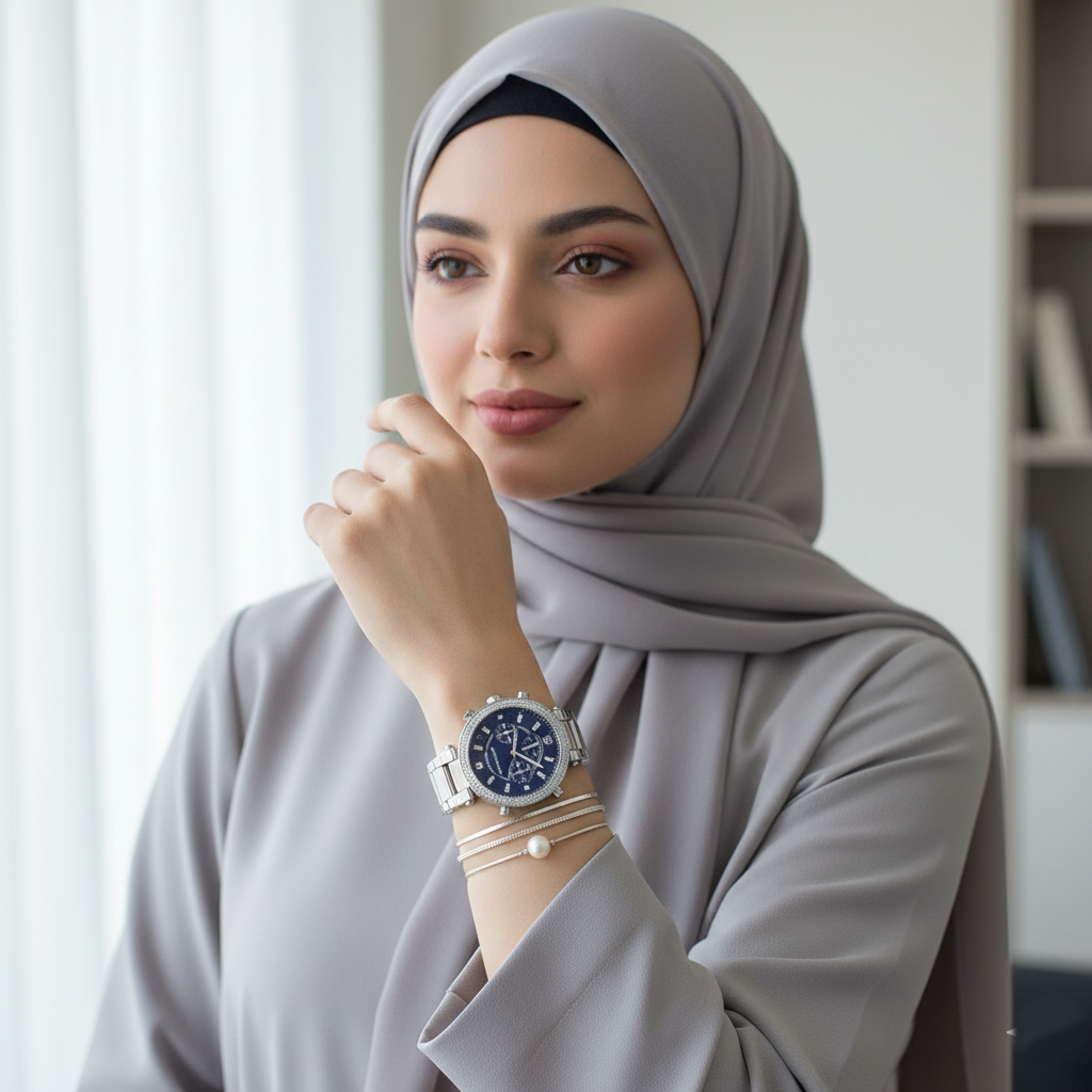 Michael Kors MK6117 Parker Women’s Blue Dial Silver Stainless Steel Chronograph Watch - Luxury Hub Store
