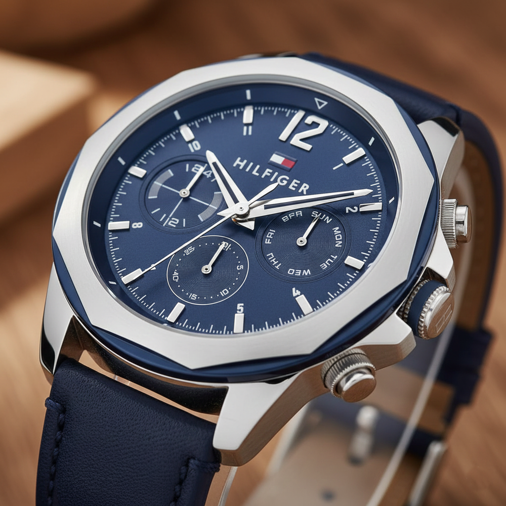 Tommy Hilfiger Men's Multi-Function Watch – Model 1792063 – Blue Leather Strap - Luxury Hub Store