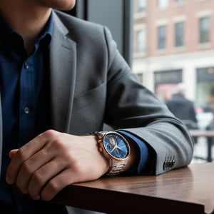 Tommy Hilfiger 1710734 Men’s Multi-Function Watch – Blue Dial & Silver/Rose Gold Stainless-Steel Bracelet - Luxury Hub Store