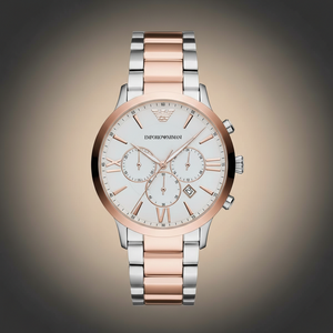 Emporio Armani AR11209 Men’s White Dial Two-Tone Stainless Steel Giovanni Watch - Luxury Hub Store