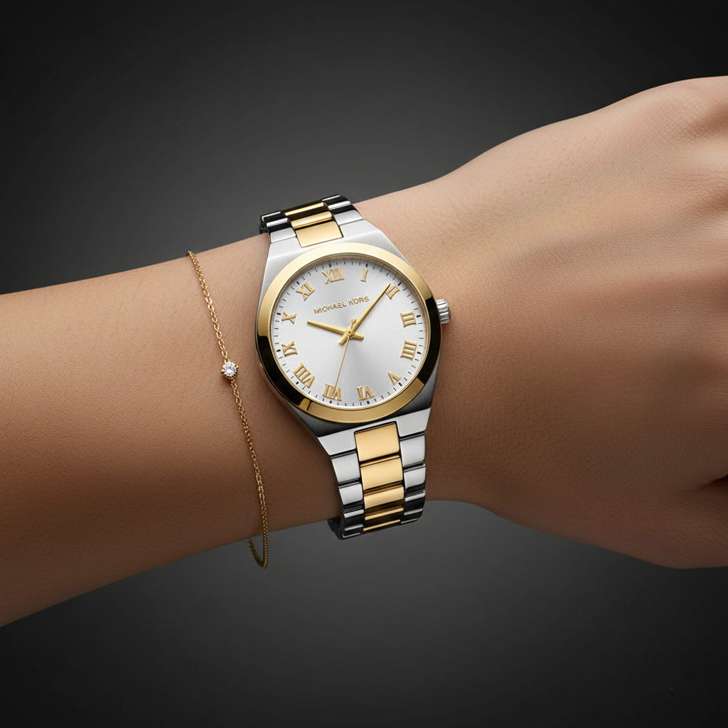 Michael Kors MK7464 Women’s White Dial Two-Tone Stainless Steel Lennox Watch - Luxury Hub Store