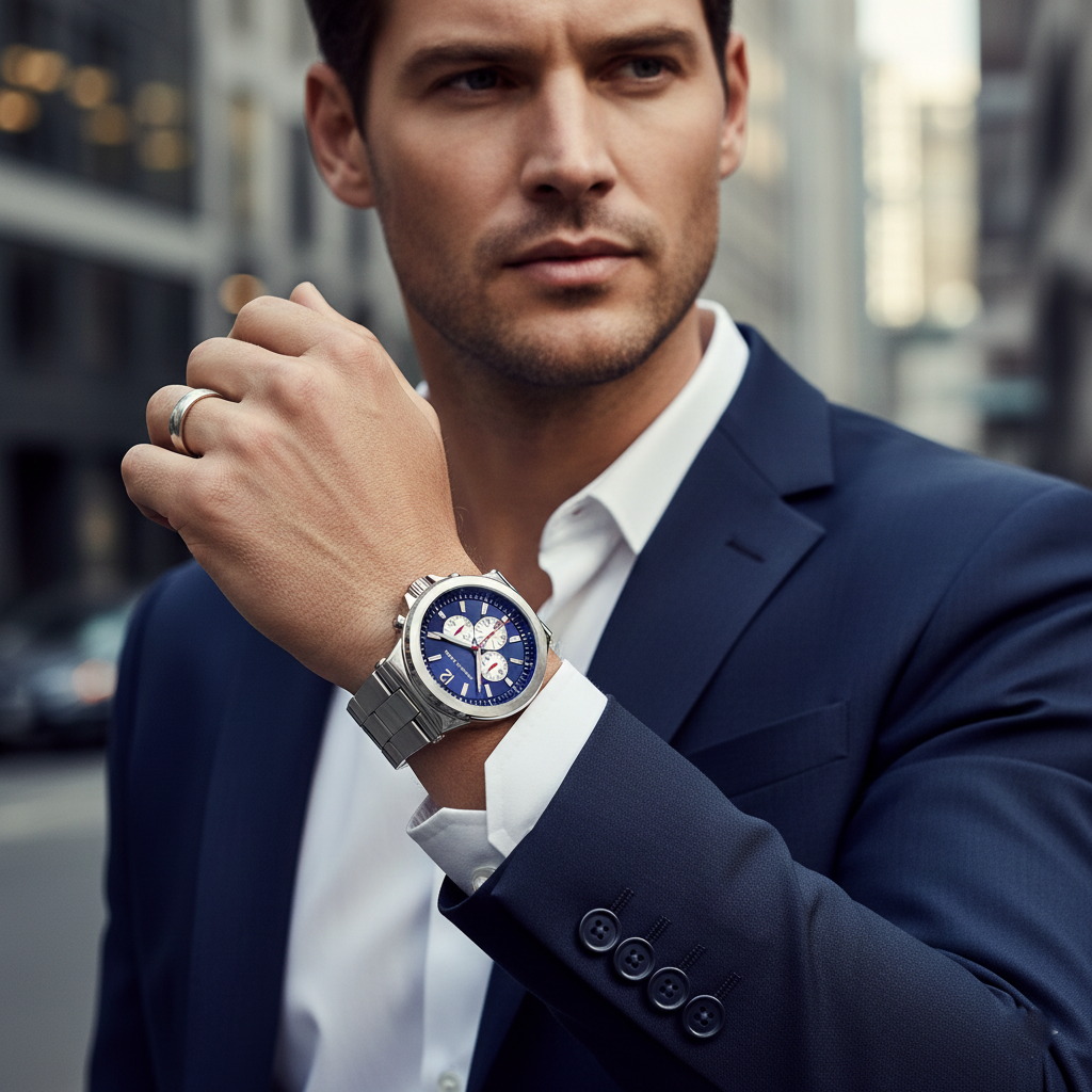 Michael Kors MK8171 Men’s Blue Dial Silver Stainless Steel Dylan Chronograph Watch - Luxury Hub Store