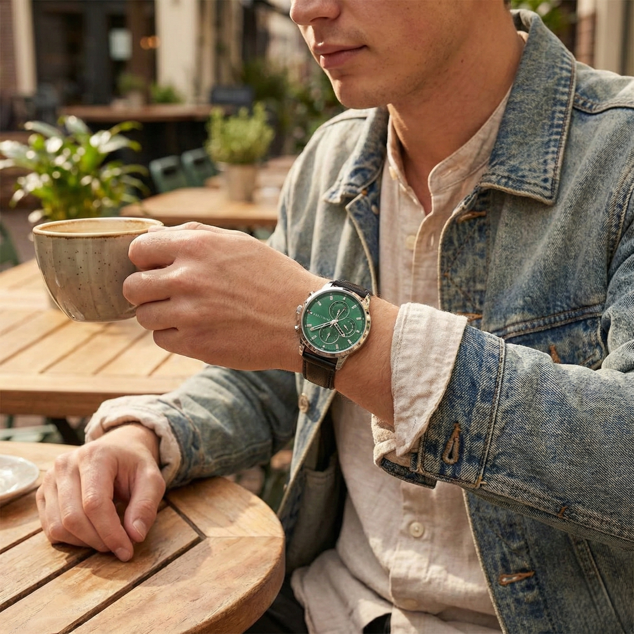 Tommy Hilfiger 1792151 Men’s Multi-Function Watch – Green Dial & Black Leather Strap - Luxury Hub Store