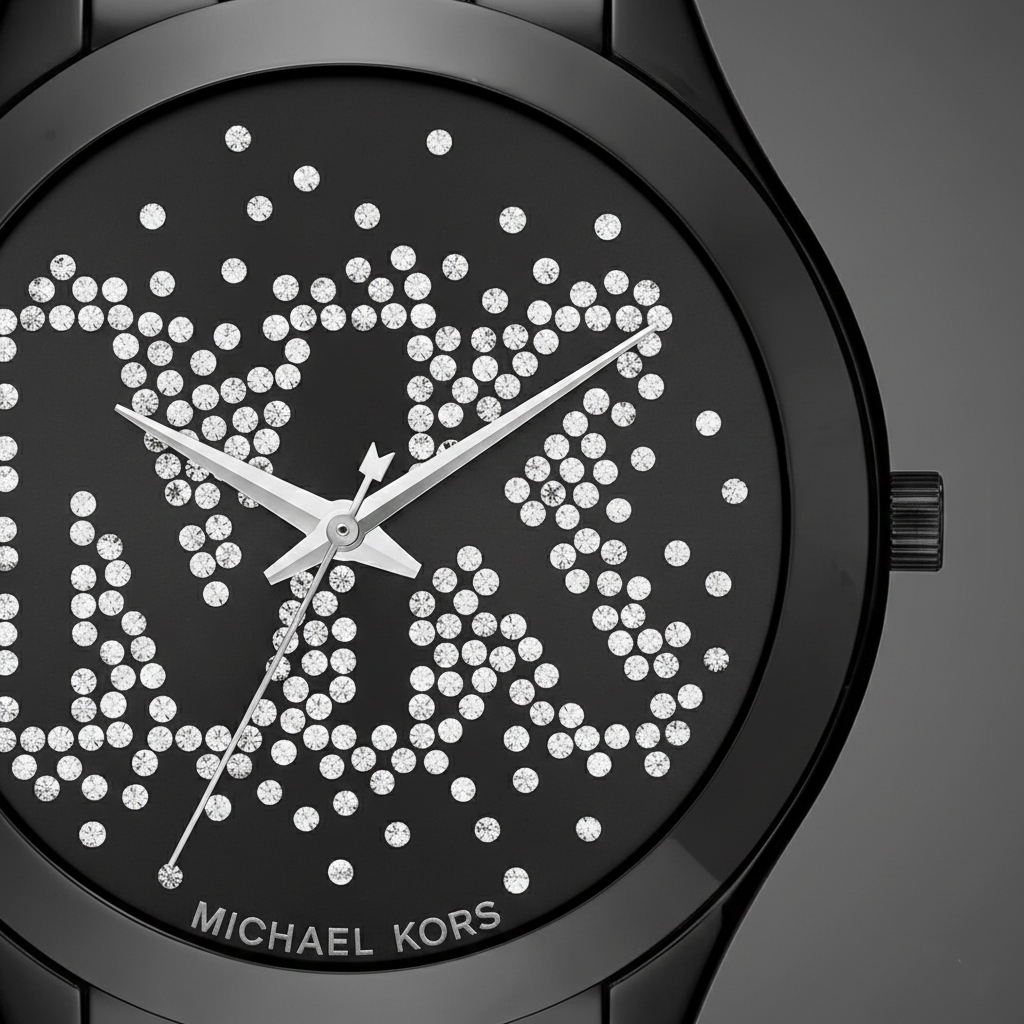Michael Kors MK3589 Runway Slim Women’s Black Crystal Dial Stainless Steel Watch - Luxury Hub Store